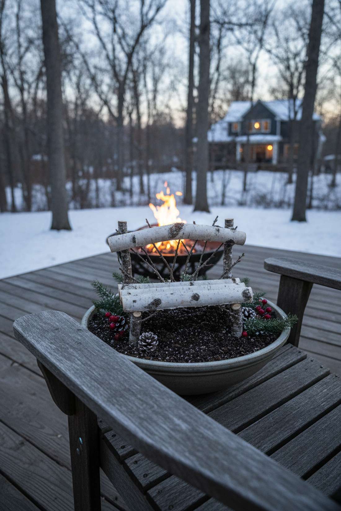 birch bark bench