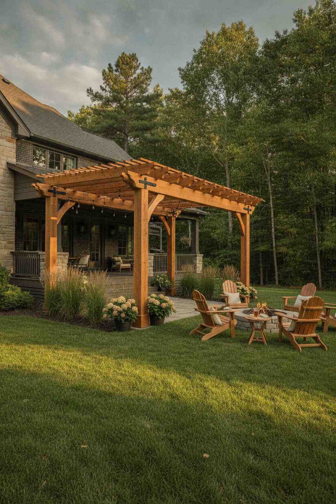 cedar beam pergola with natural finish