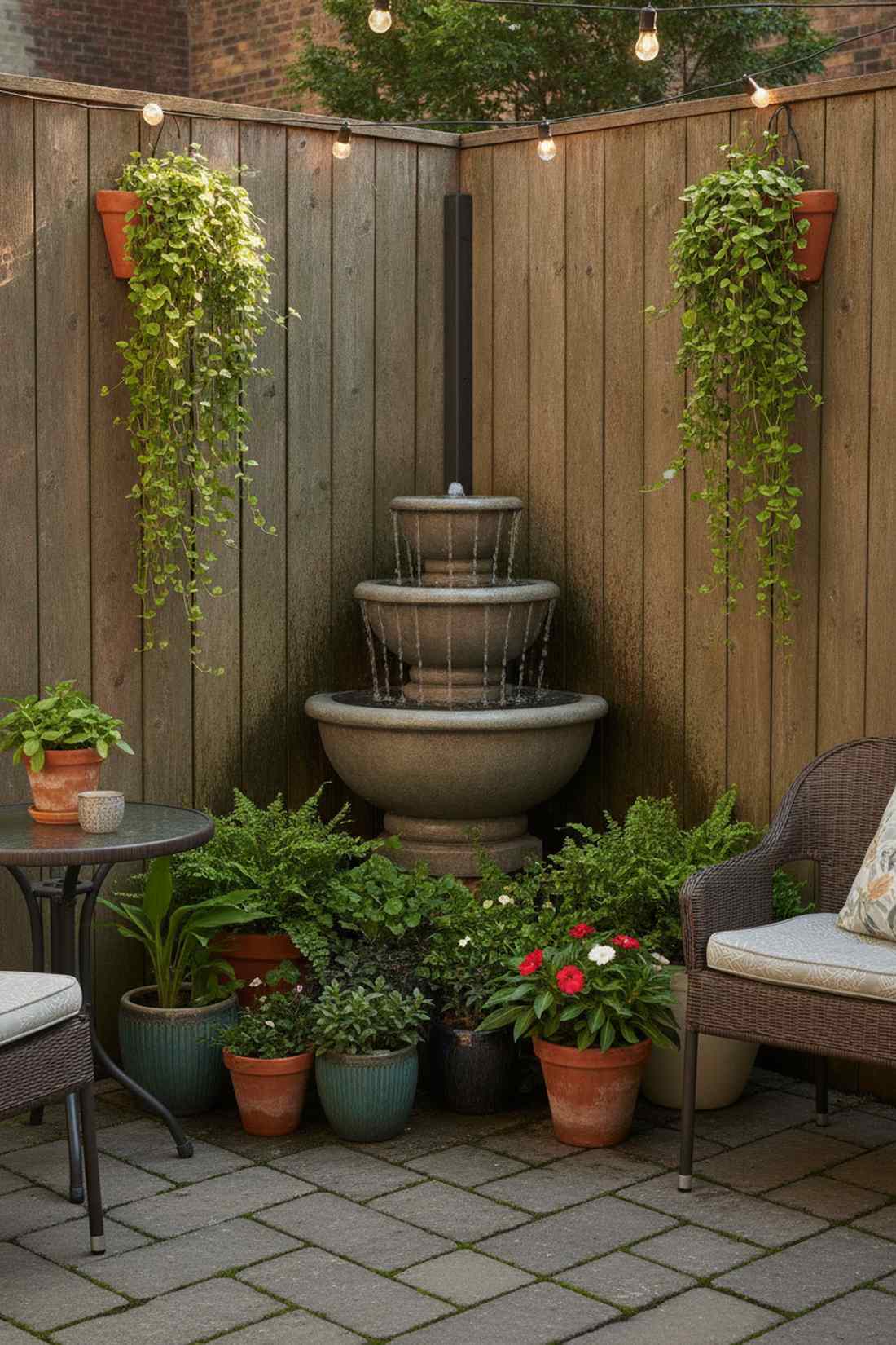 corner tiered fountain