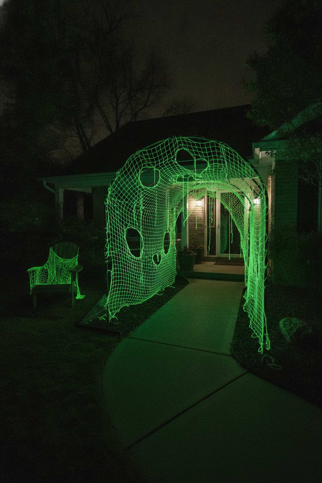 glow in the dark web with blacklight