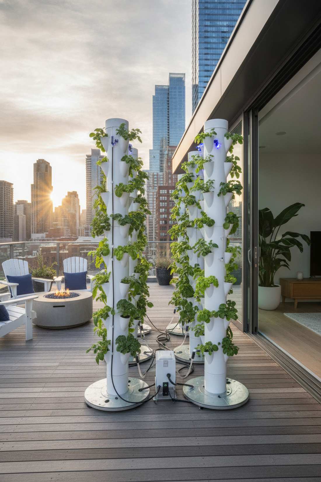 hydroponic tower garden cluster