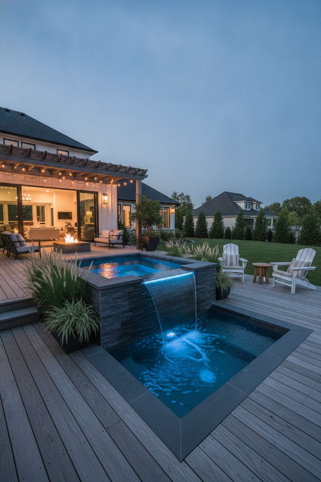 jacuzzi with spillover waterfall