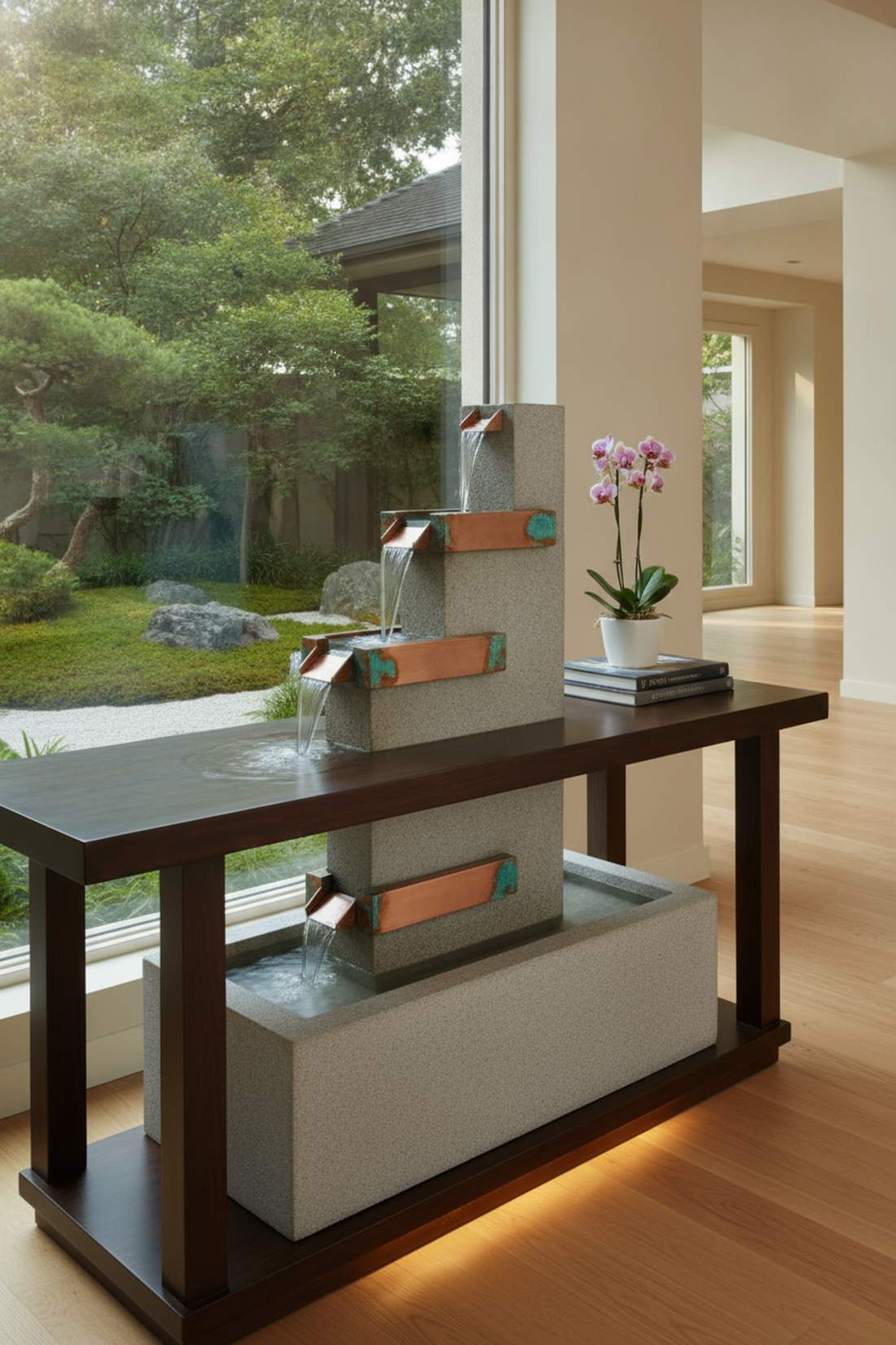 katsura fountain with copper spillers