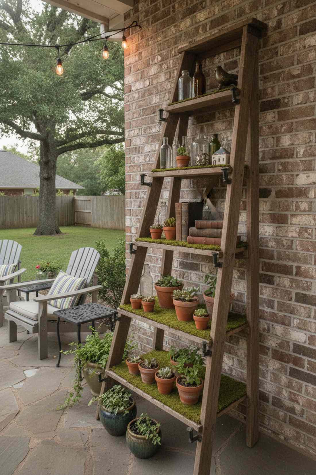 ladder shelf tree display