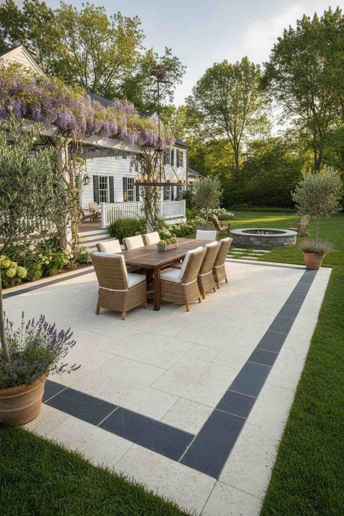 limestone field with bluestone border