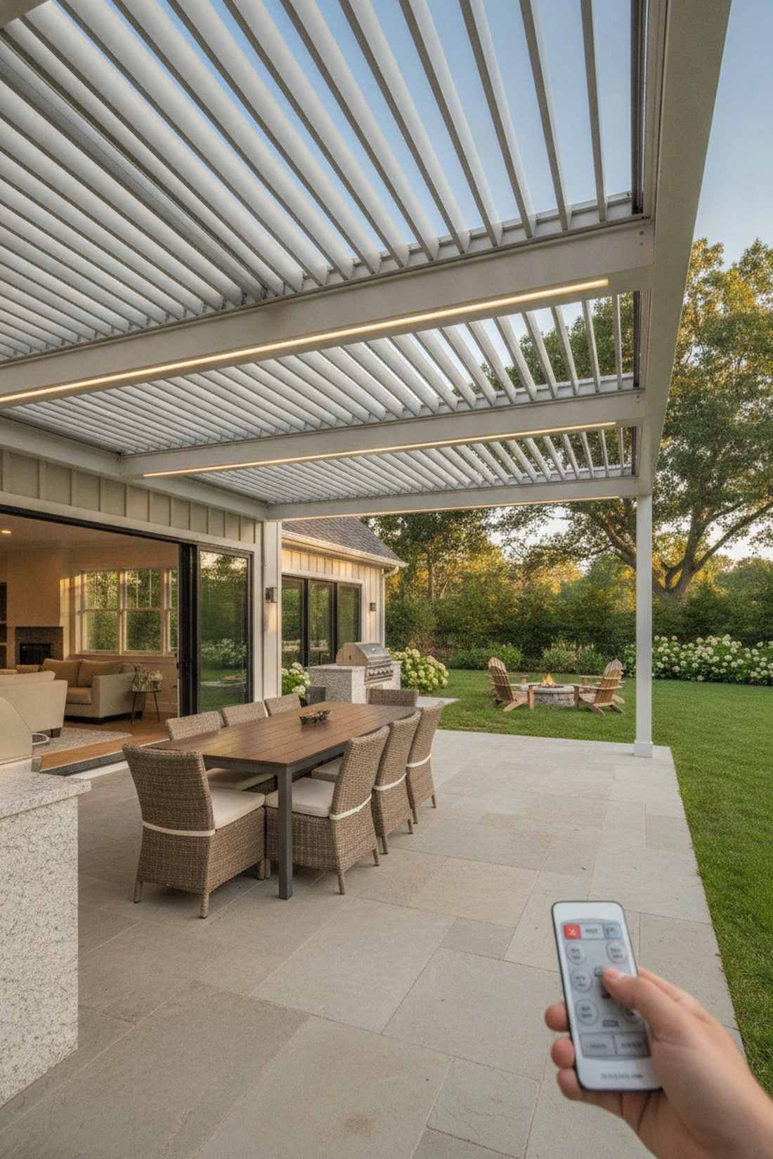 louvered roof system with remote control