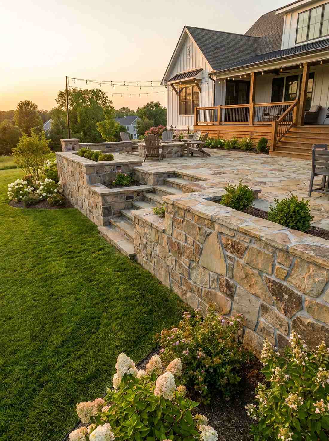 mortared flagstone retaining edge