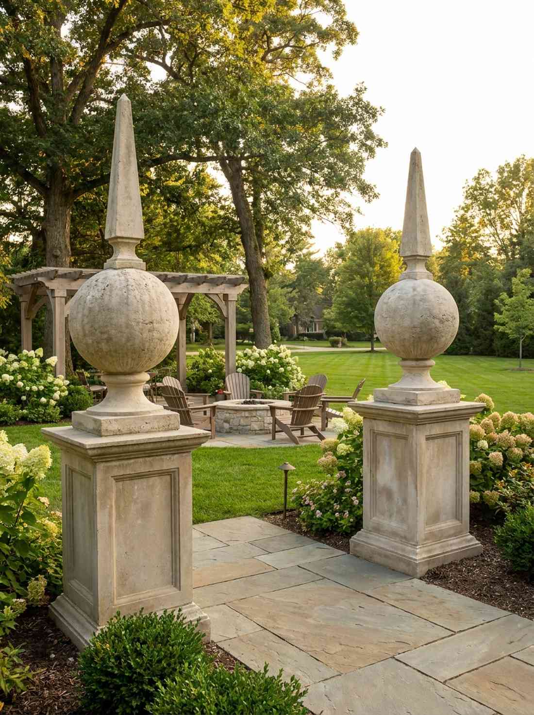 orb and spike limestone finial