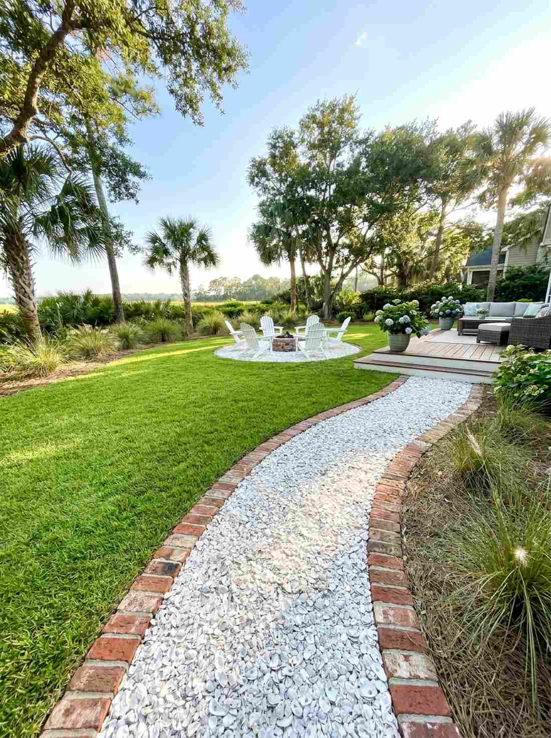oyster shell and brick path