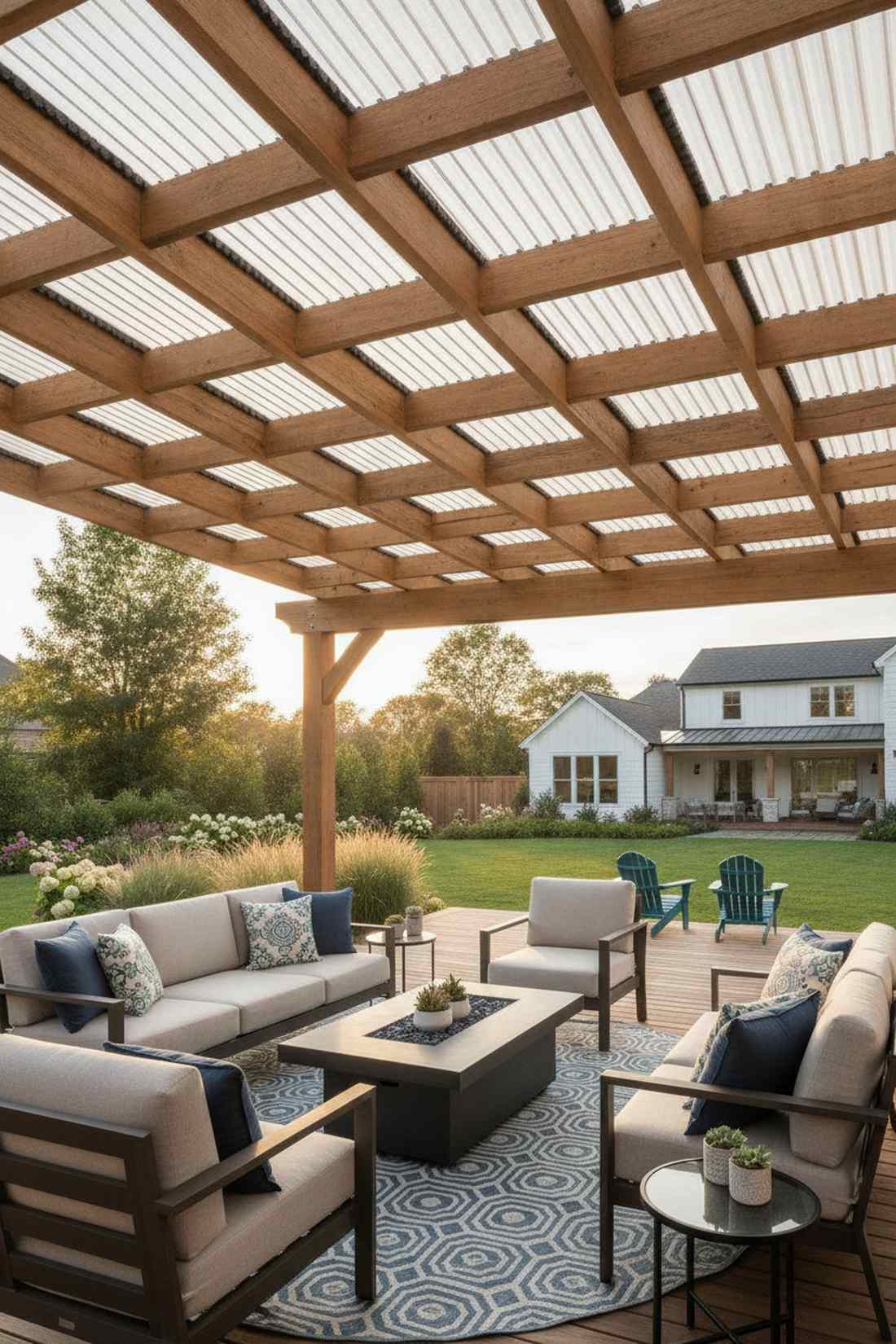 pergola frame with translucent panels