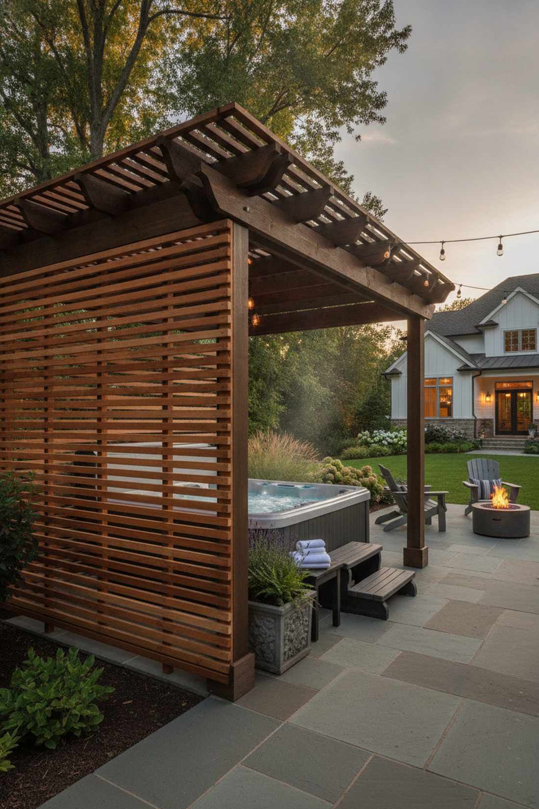pergola with privacy screen walls