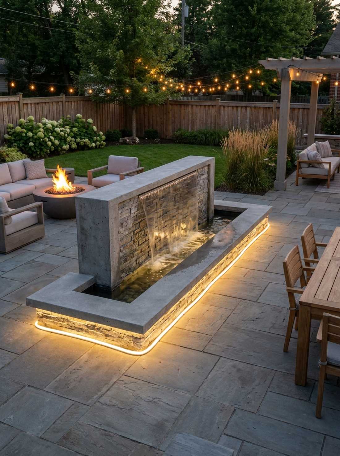 perimeter lit basin water wall