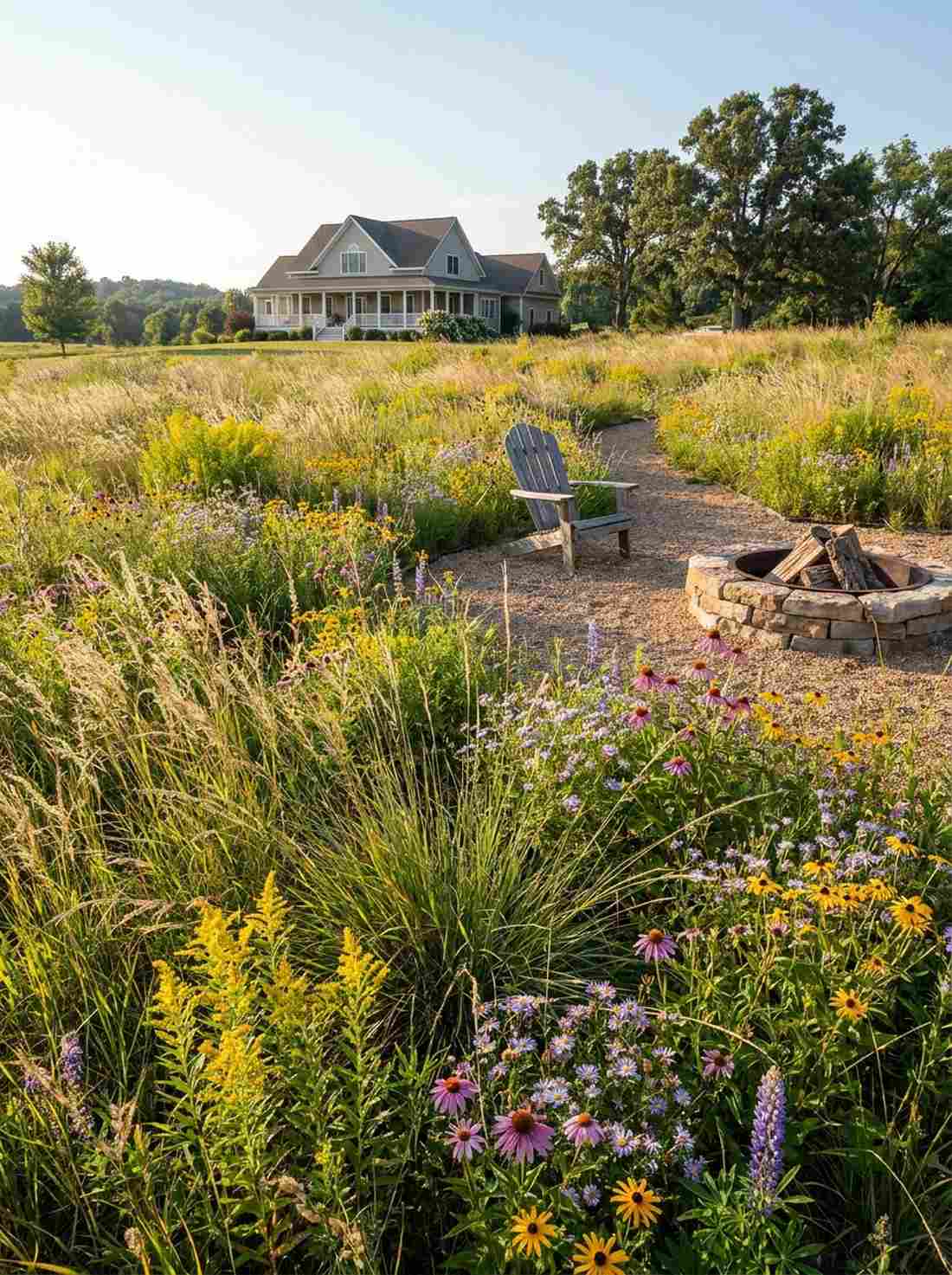 relaxed prairie grass and wildflower drift