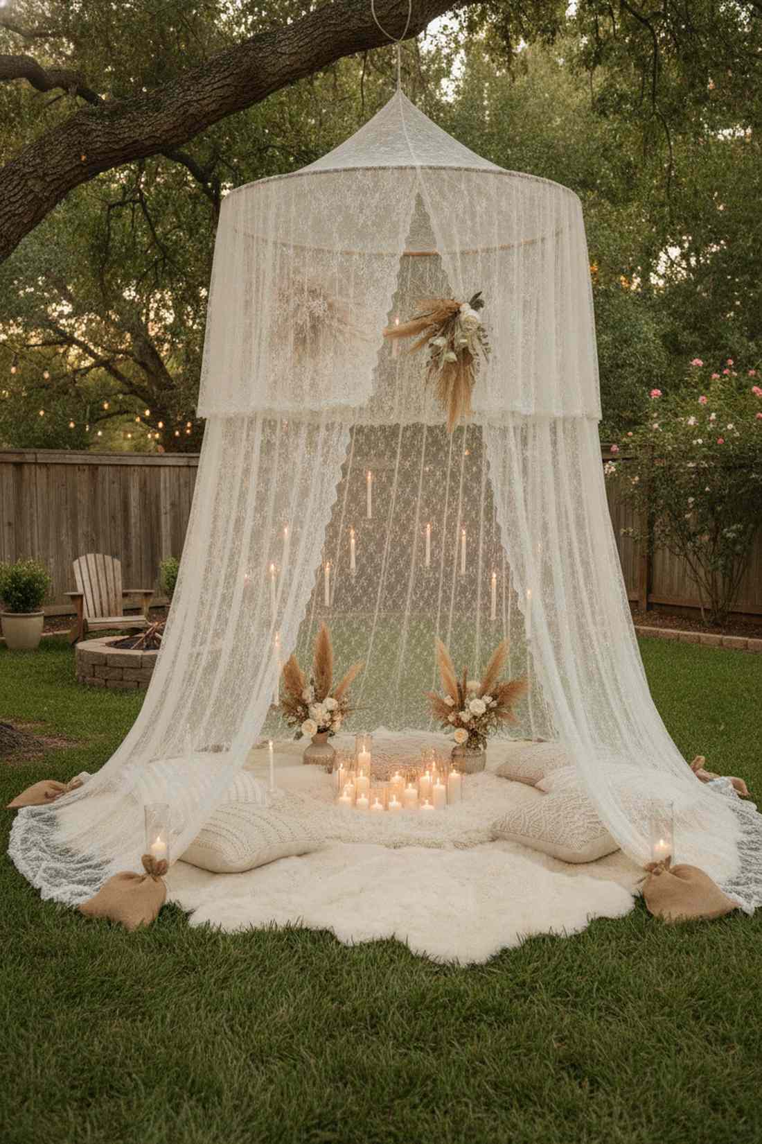 romantic lace tent lounge