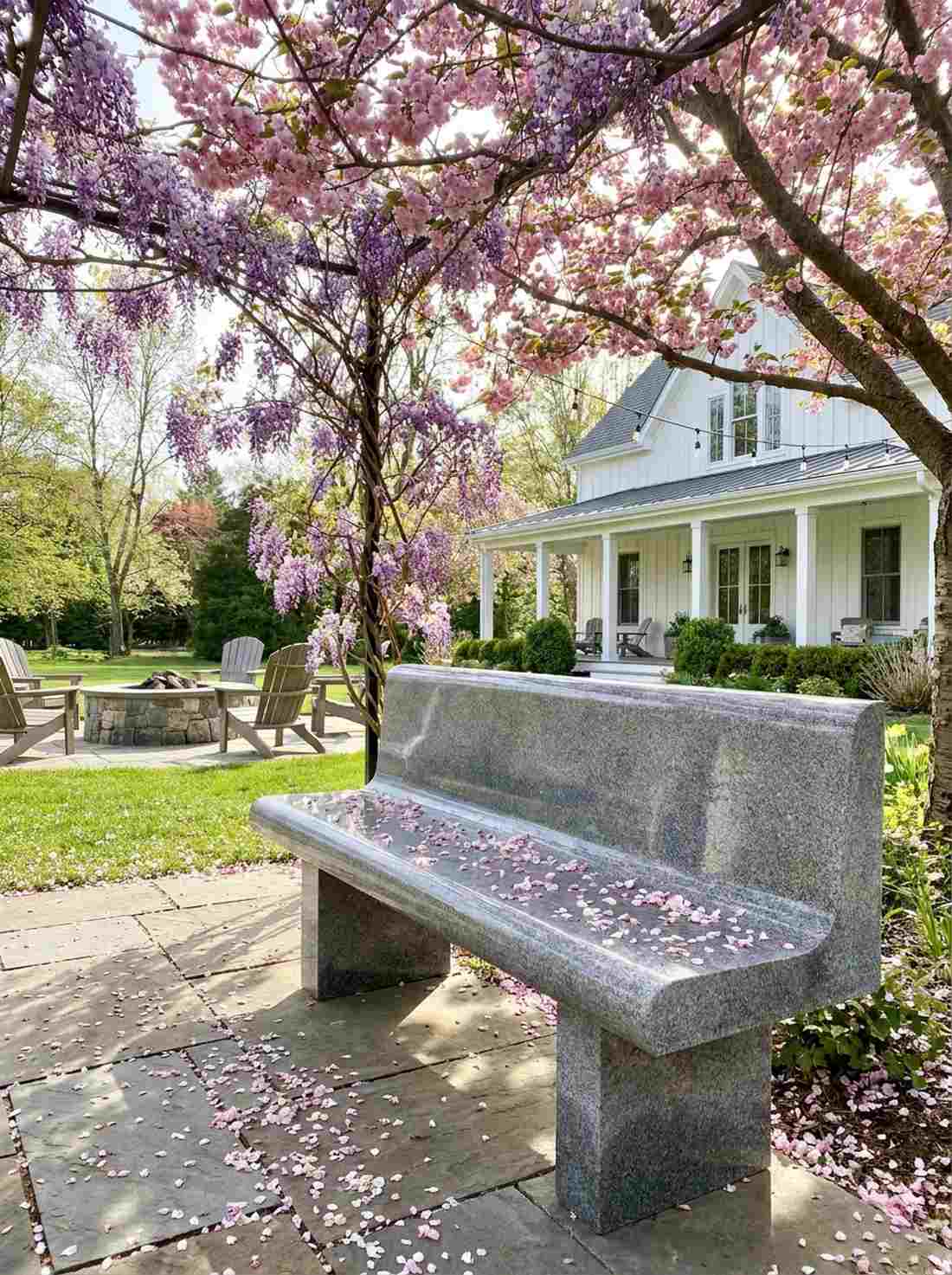 seasonal blossom bench