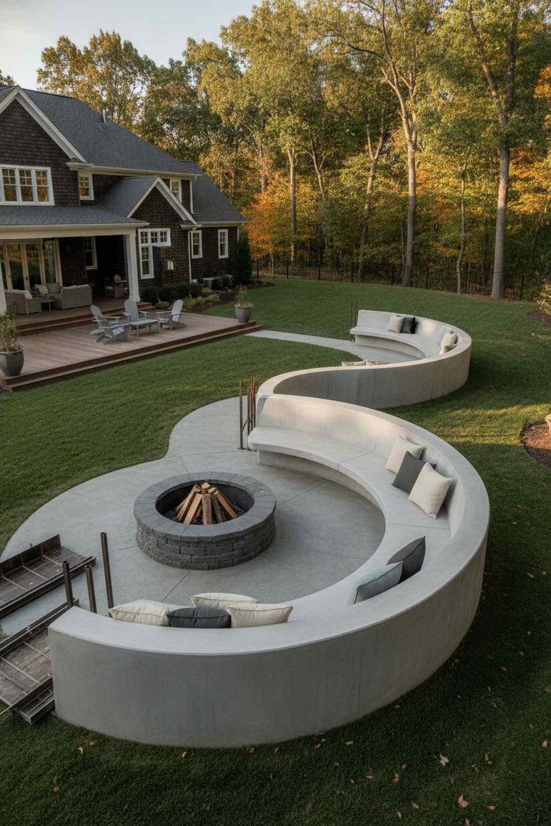 serpentine concrete bench wall