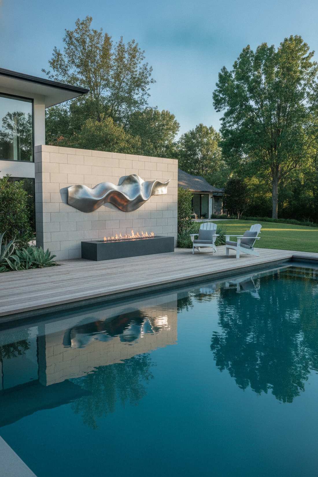 stainless steel wave sculpture