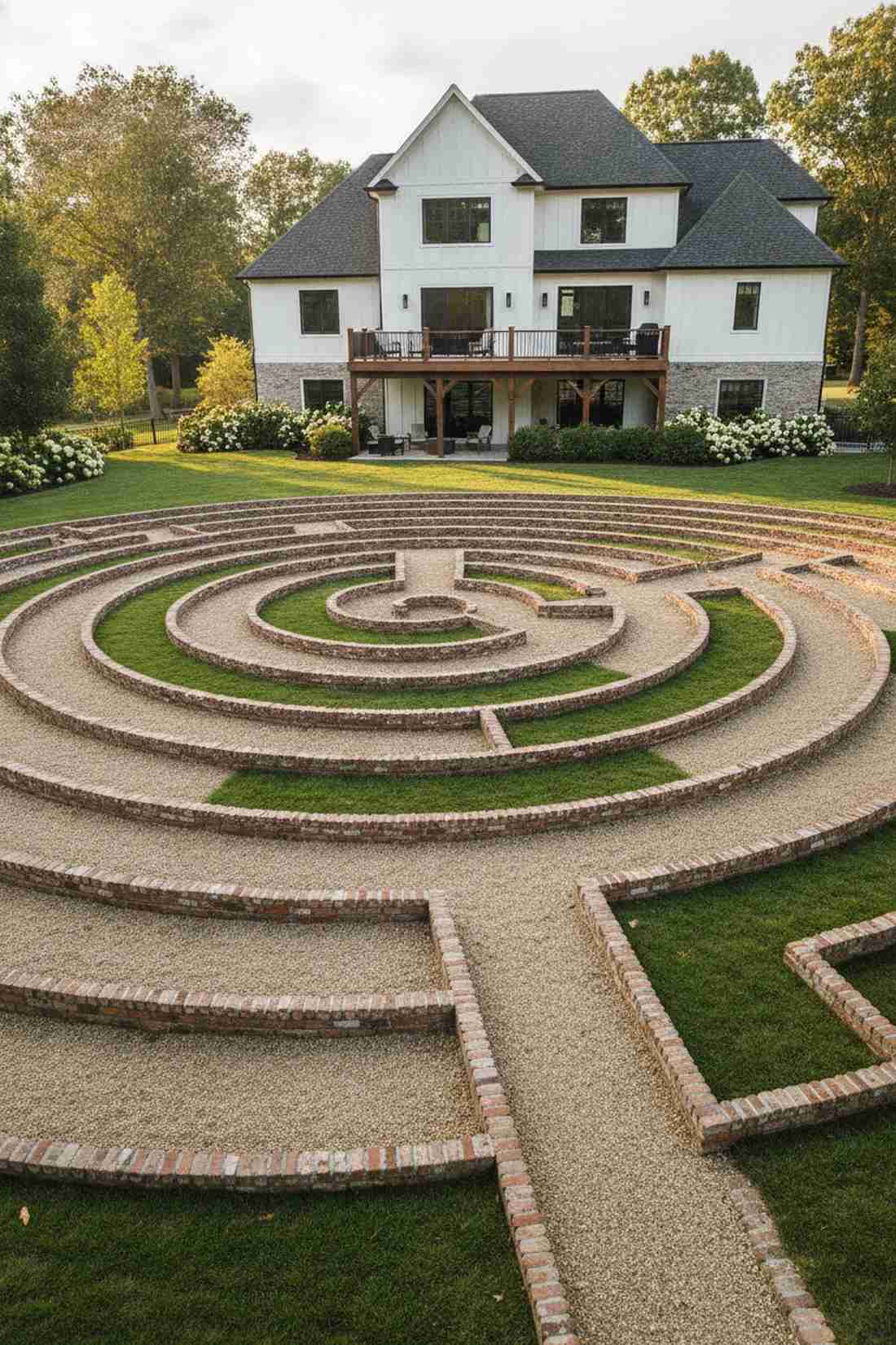 turf maze with brick edging