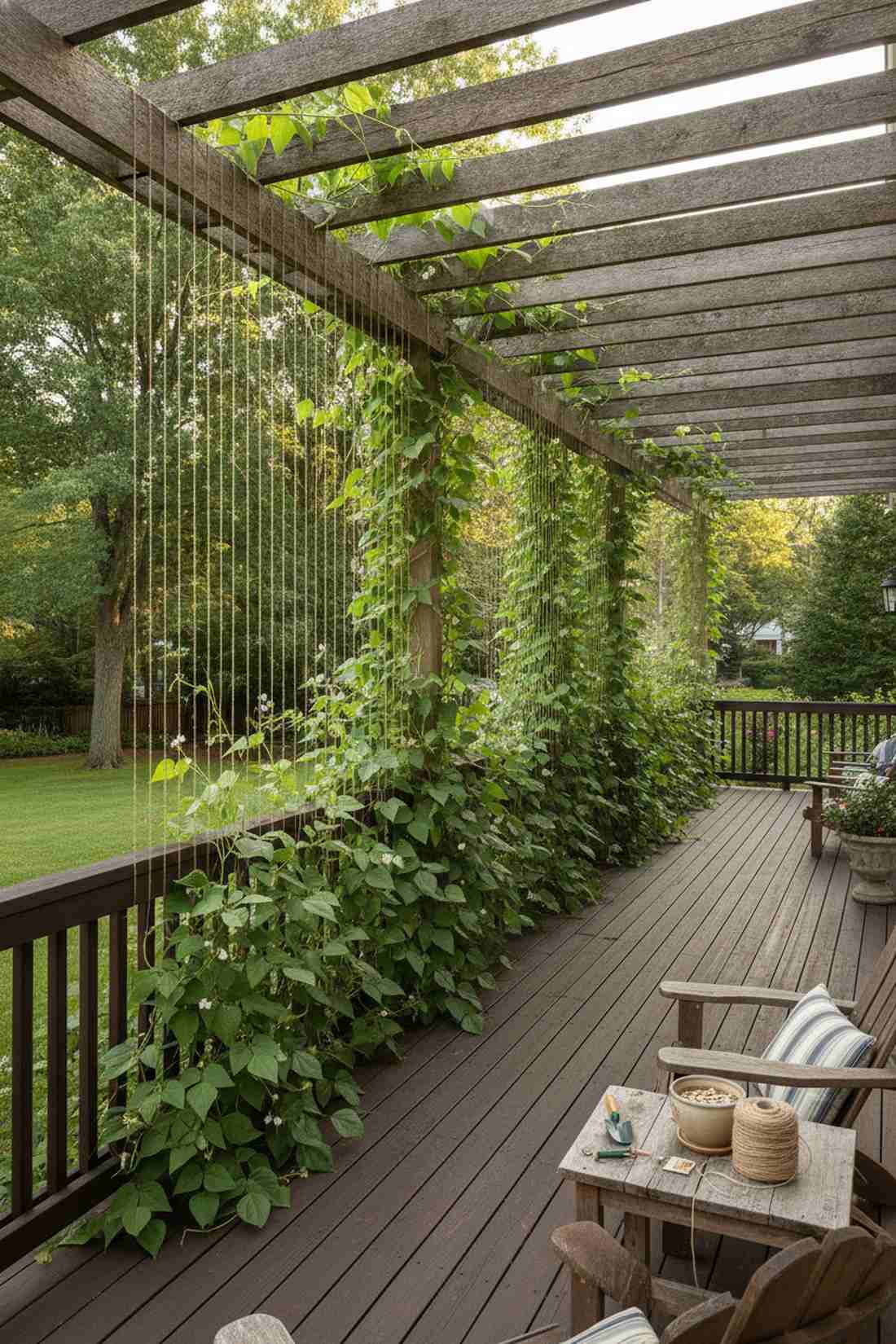 vertical bean and pea trellises