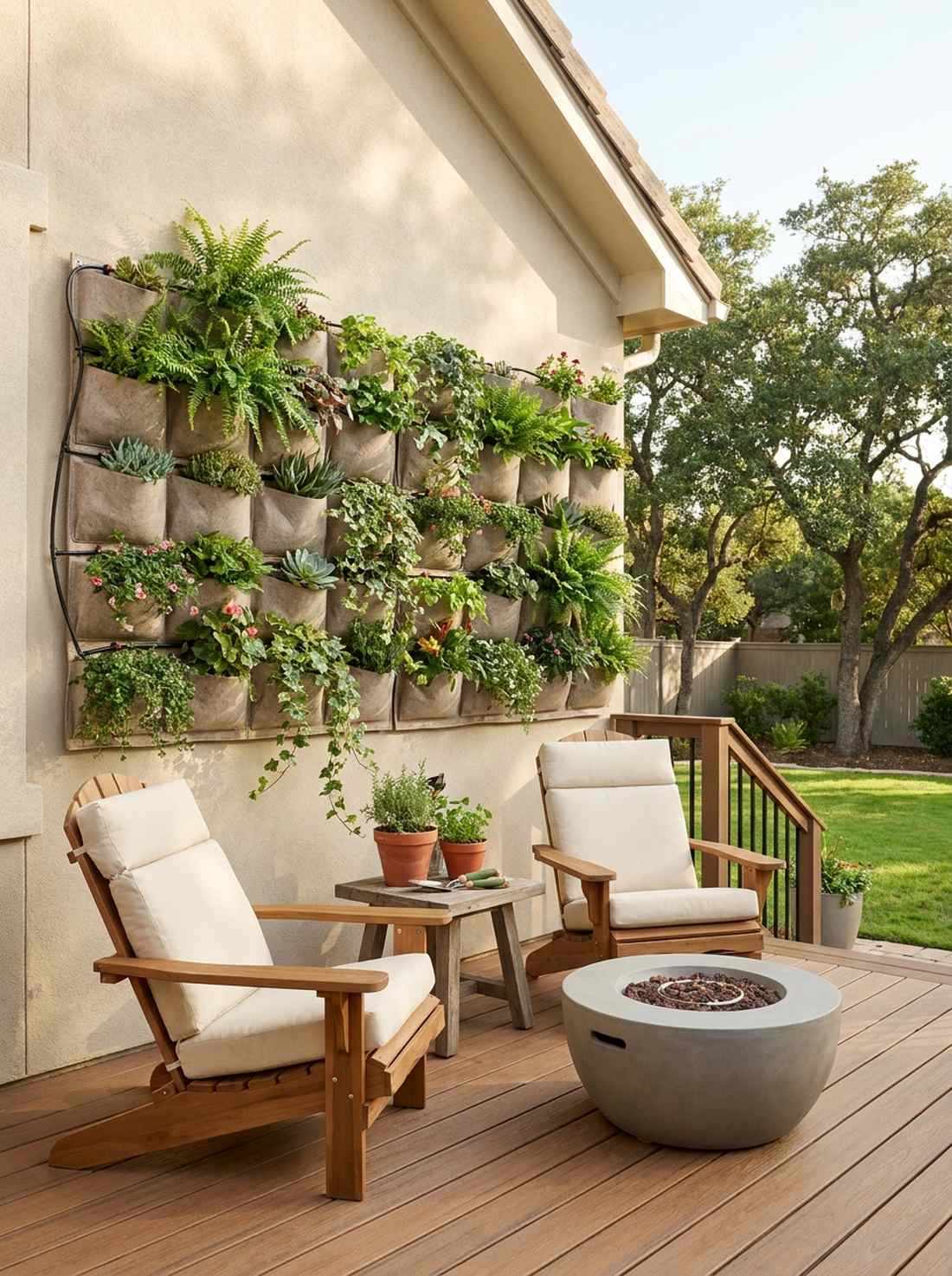 vertical garden with seating