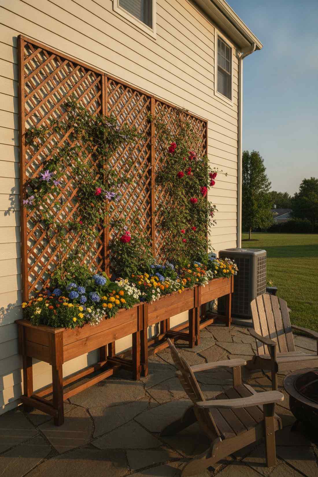 wooden trellis planter boxes