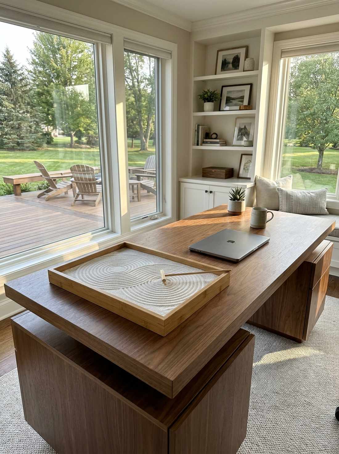 basic bamboo tray with white sand