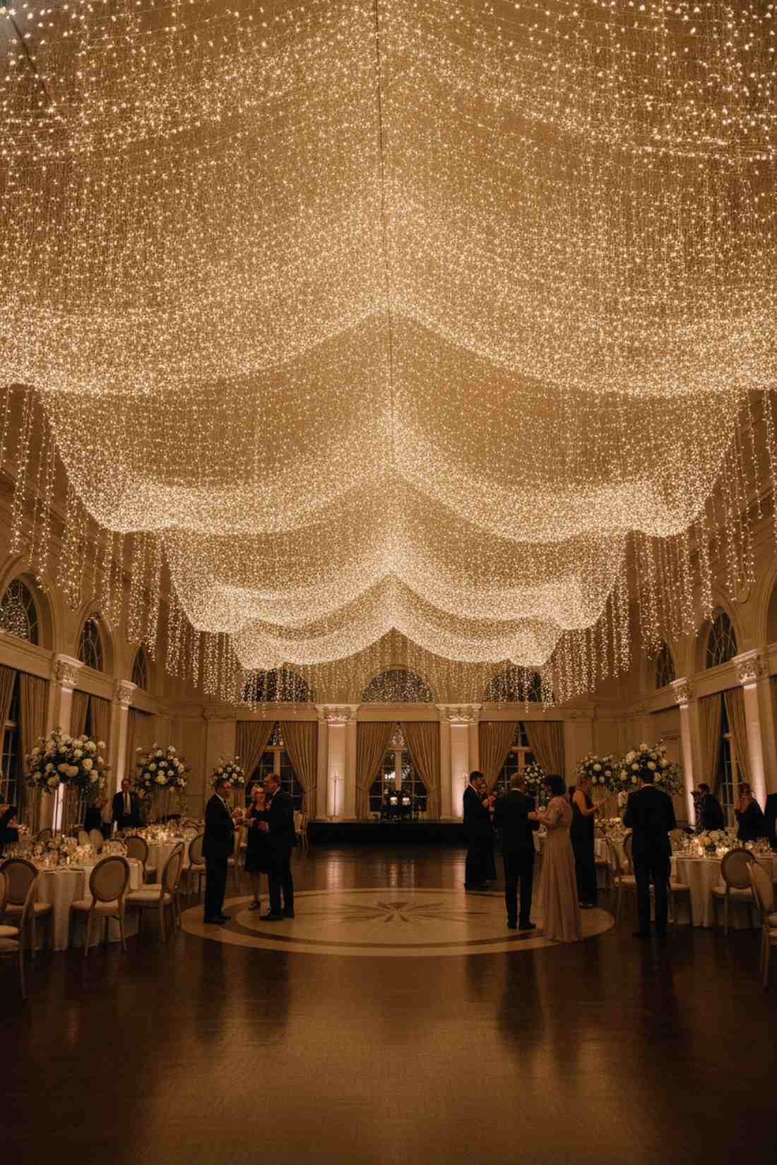 cascading fairy light ceiling canopy