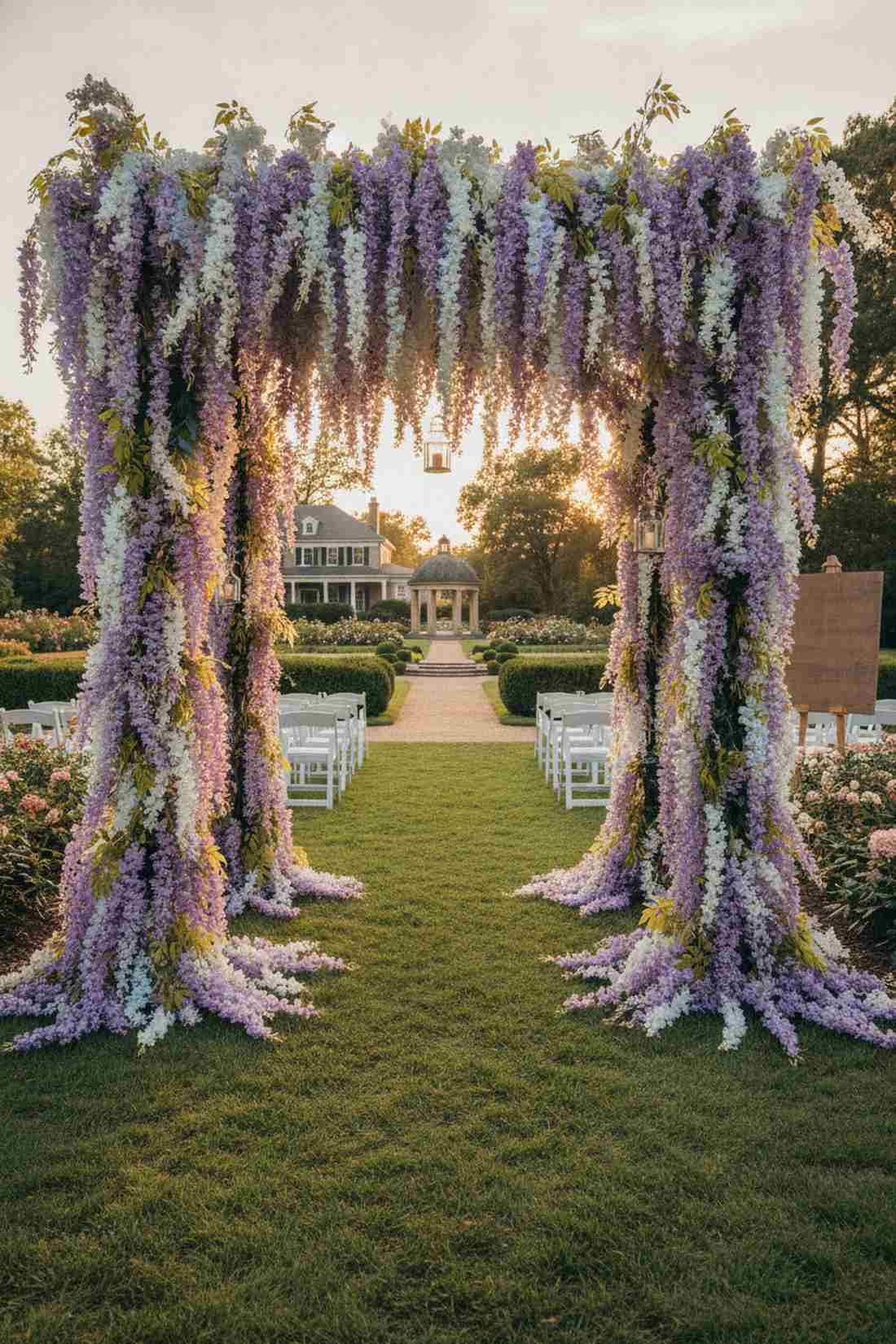 cascading wisteria ceremony arch