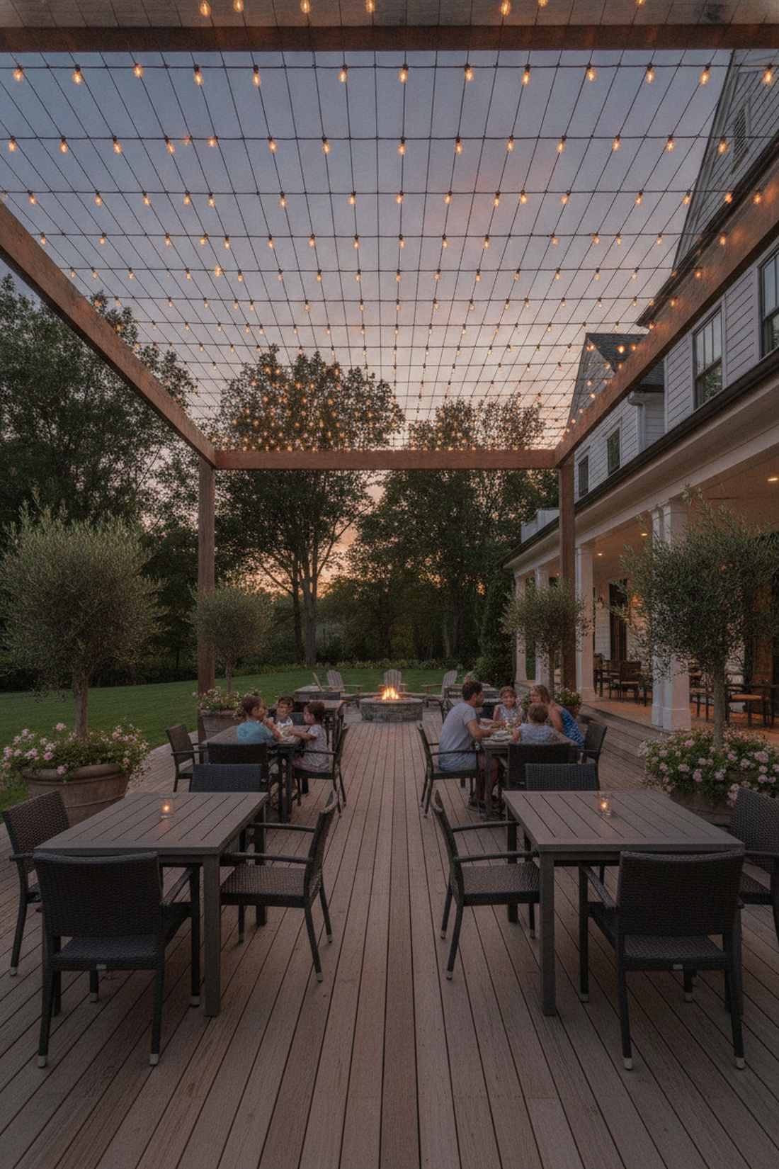 classic bistro string light grid