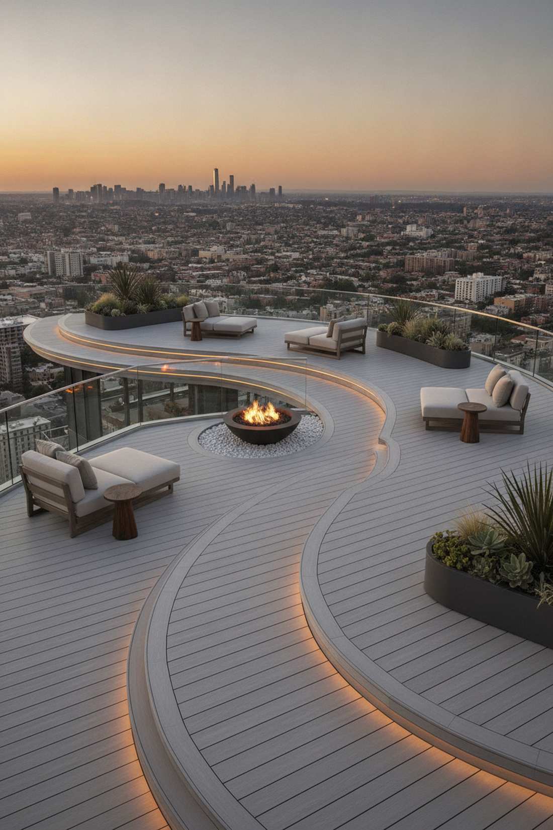 curved deck platforms with skyline orientation