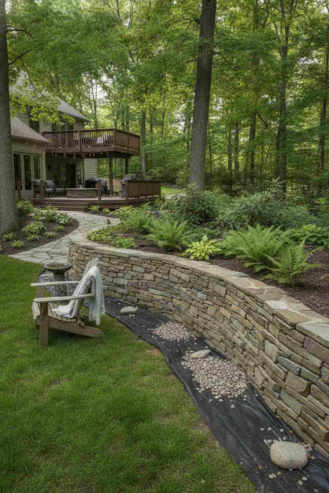 dry stacked fieldstone wall