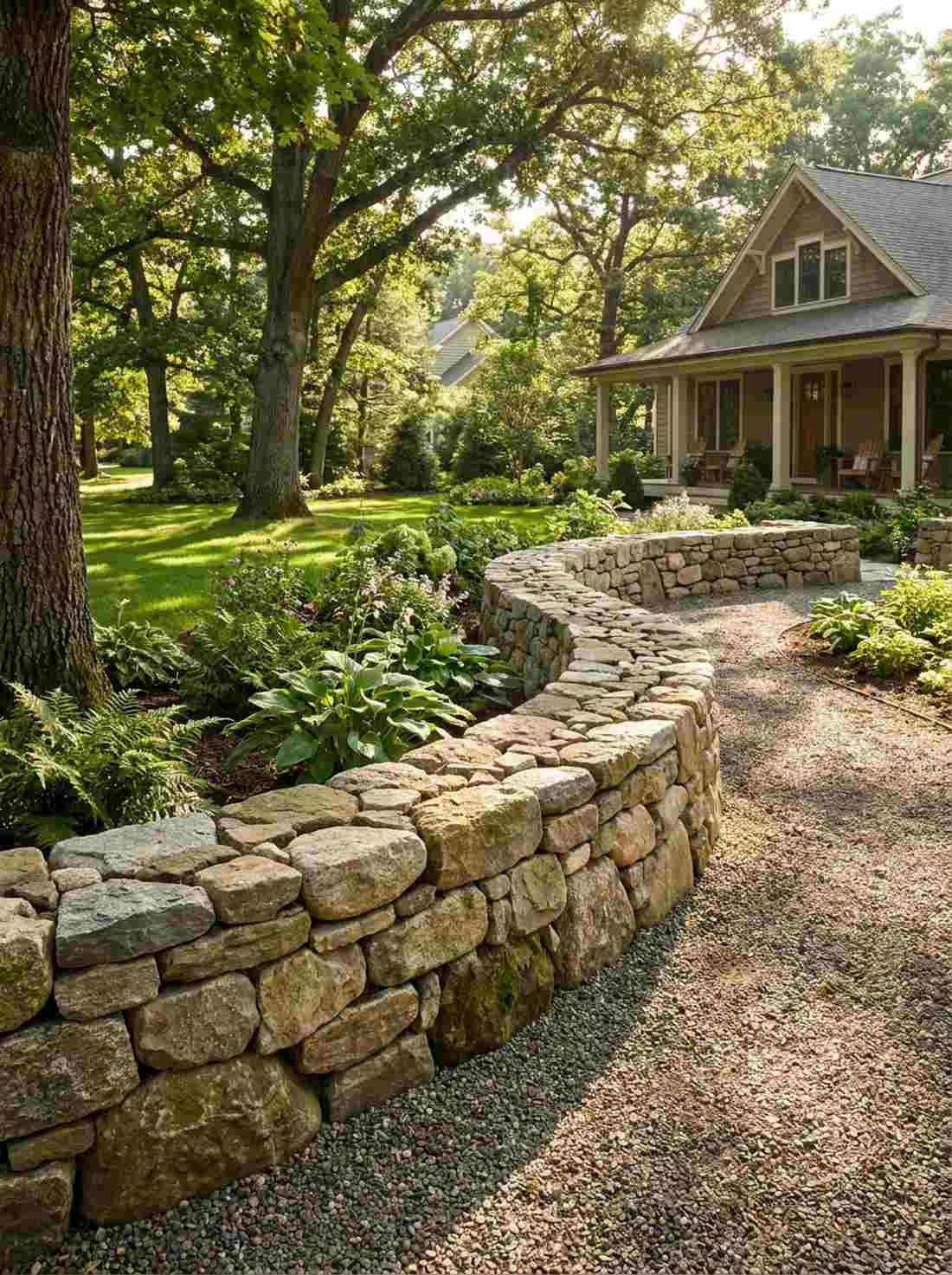 dry stacked fieldstone walls