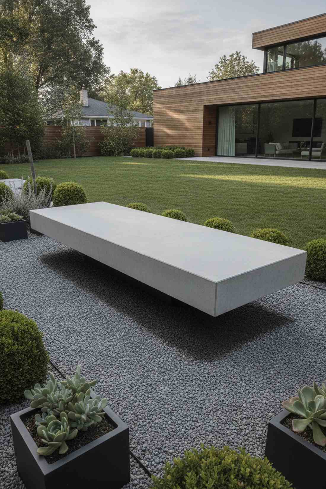 floating concrete bench slab