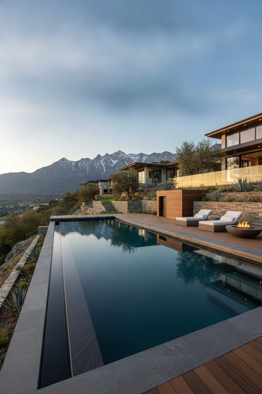 infinity edge pool with mountain views