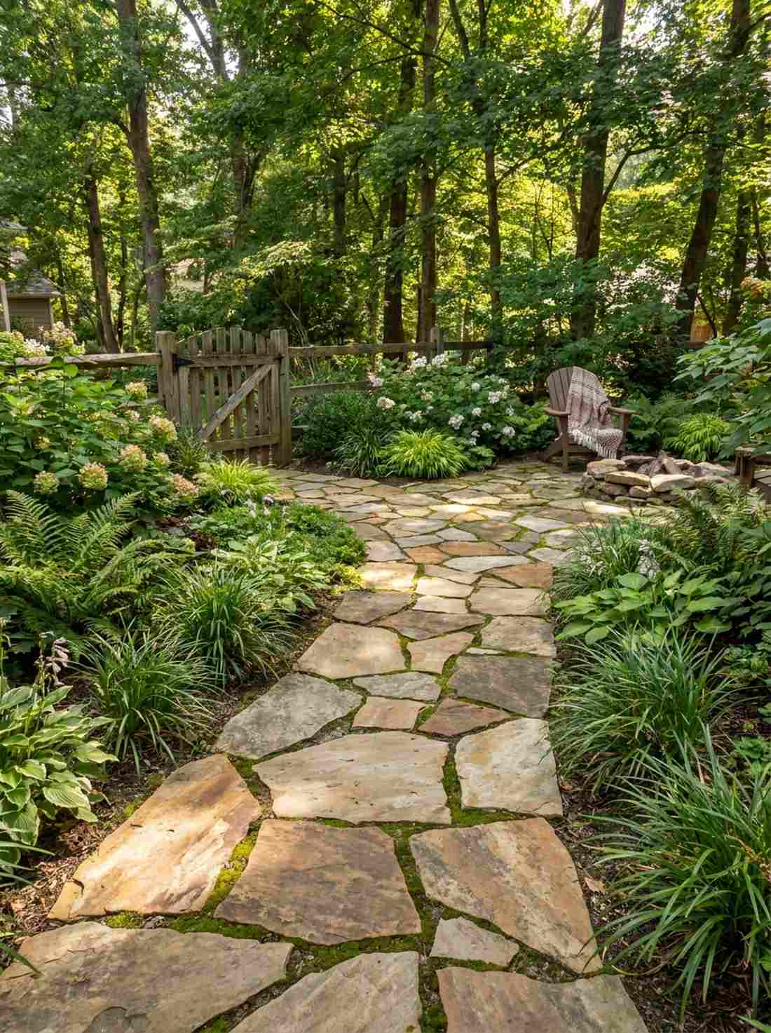 irregular flagstone meandering path