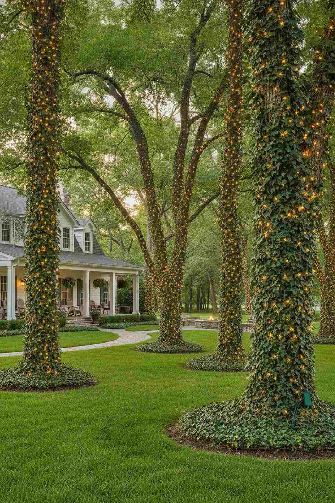 ivy wrapped tree trunks