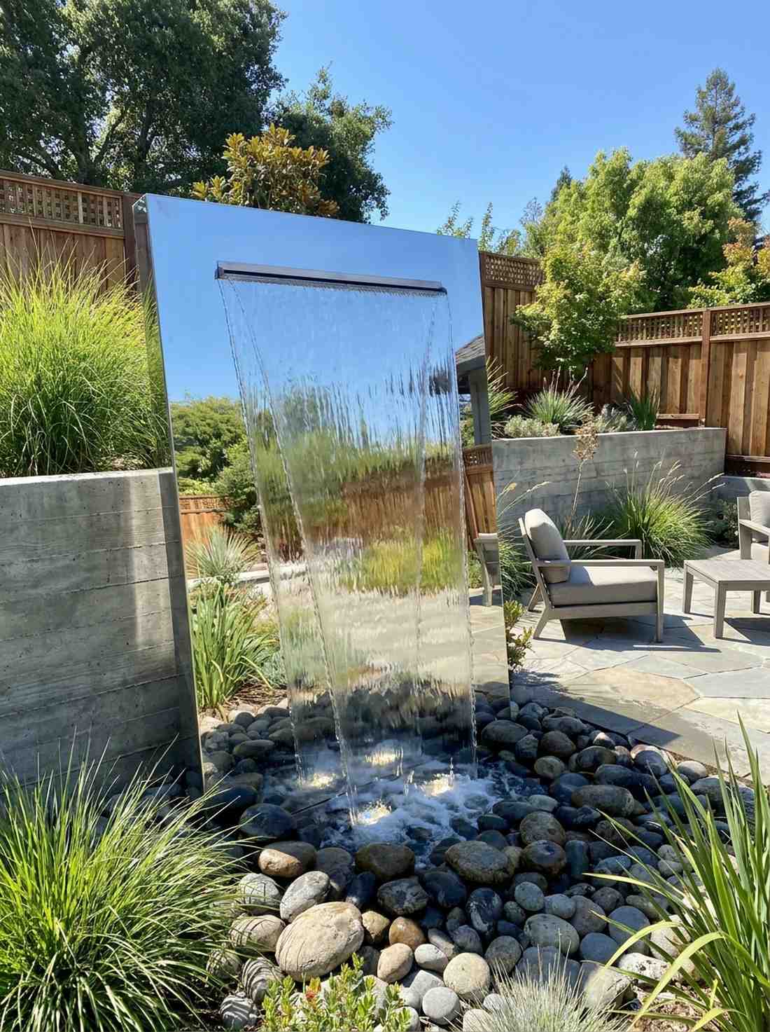 mirror polished stainless steel cascade