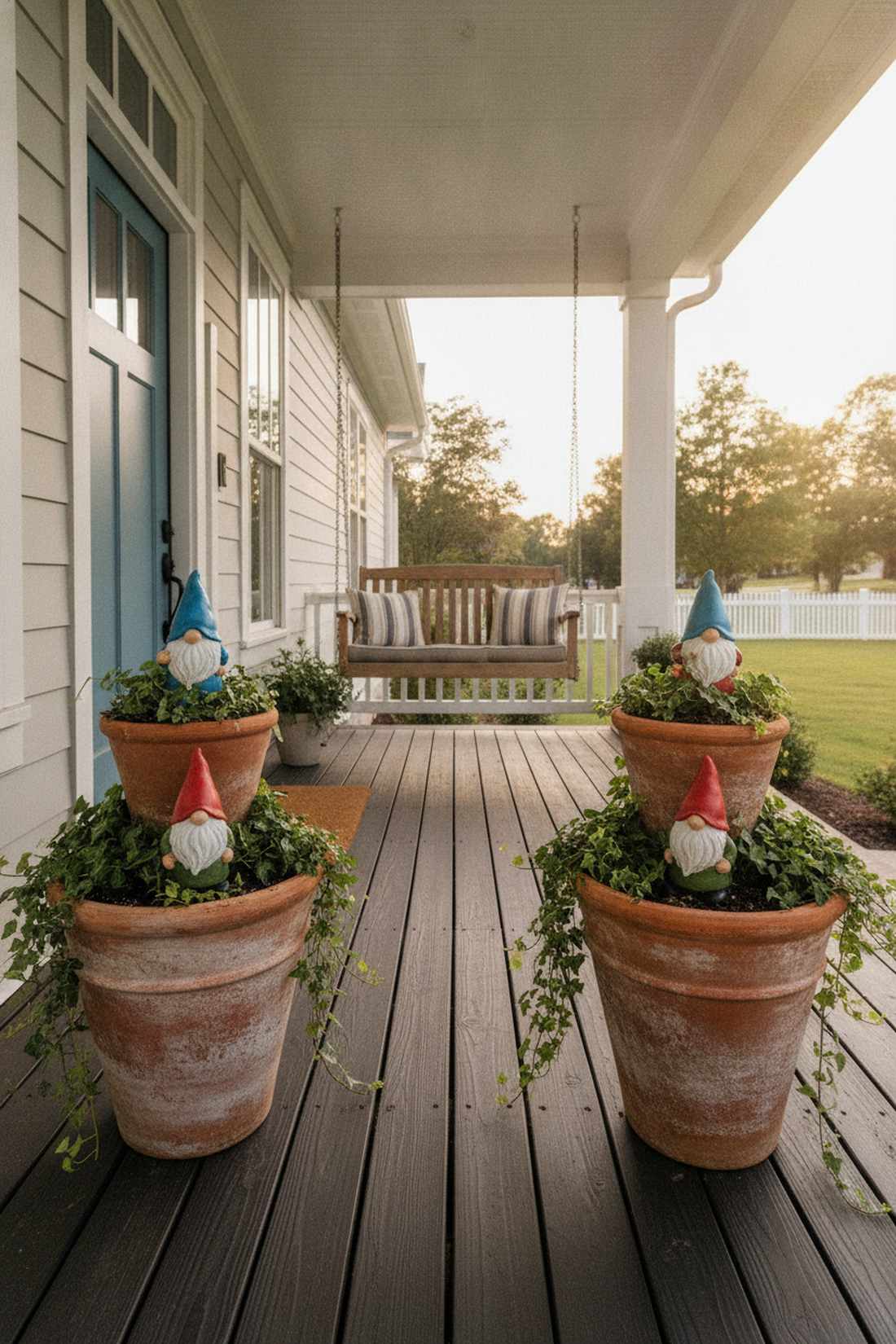 porch planter welcome trio