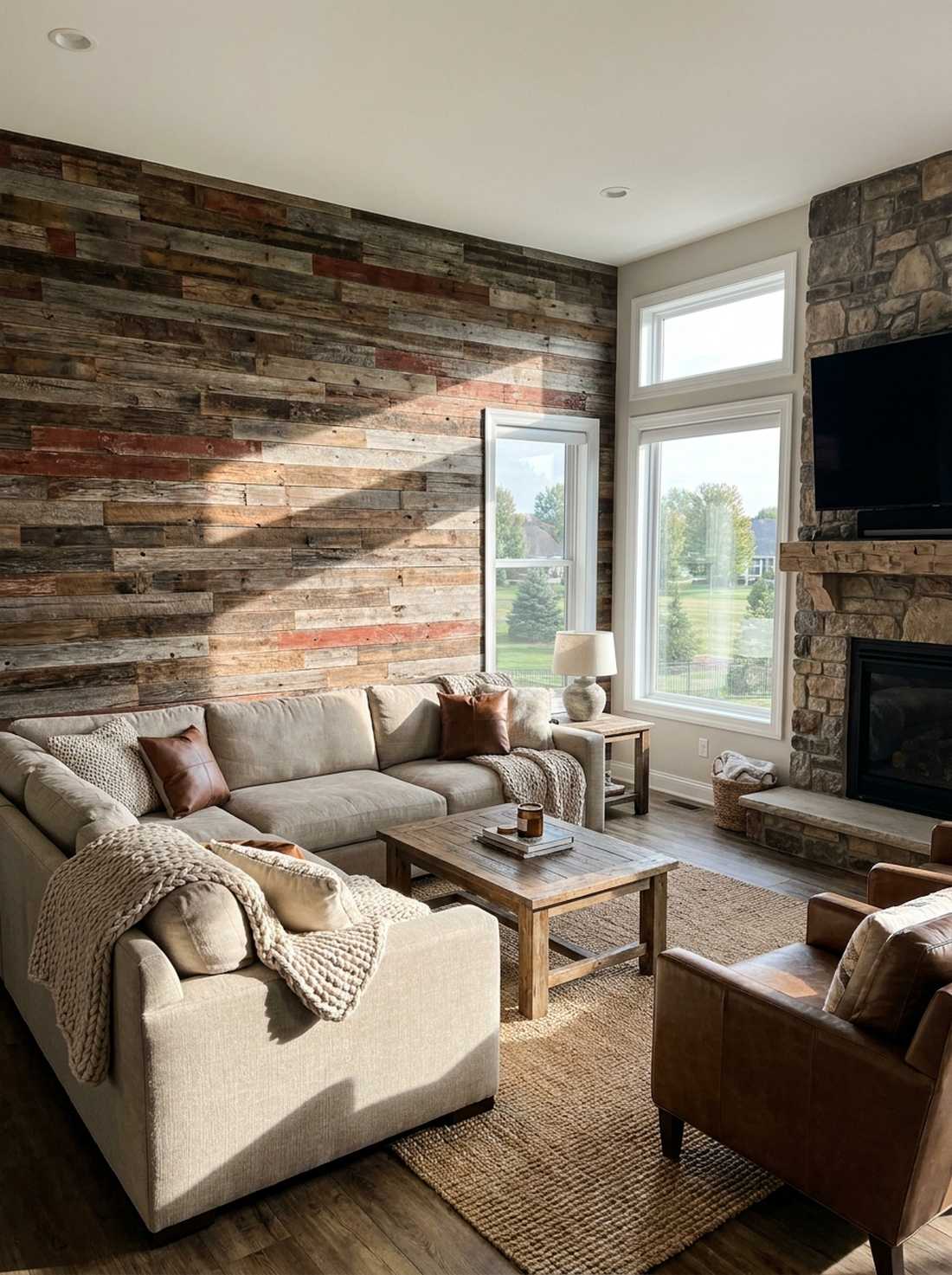 reclaimed barn wood accent wall