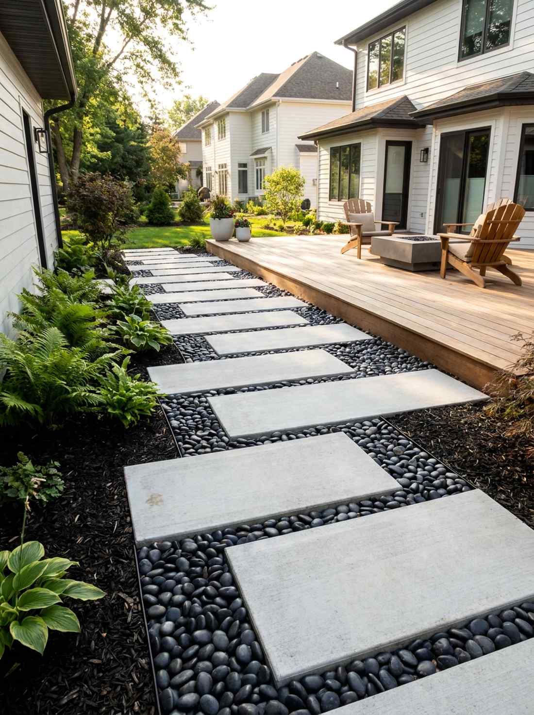rectangular concrete slab pathways
