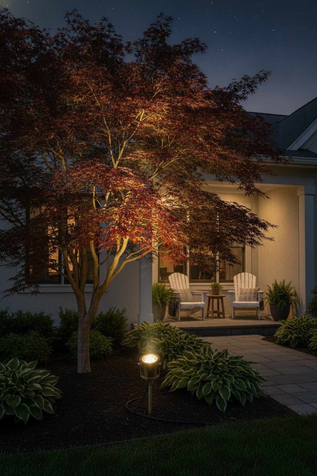 single spotlight small deciduous trees