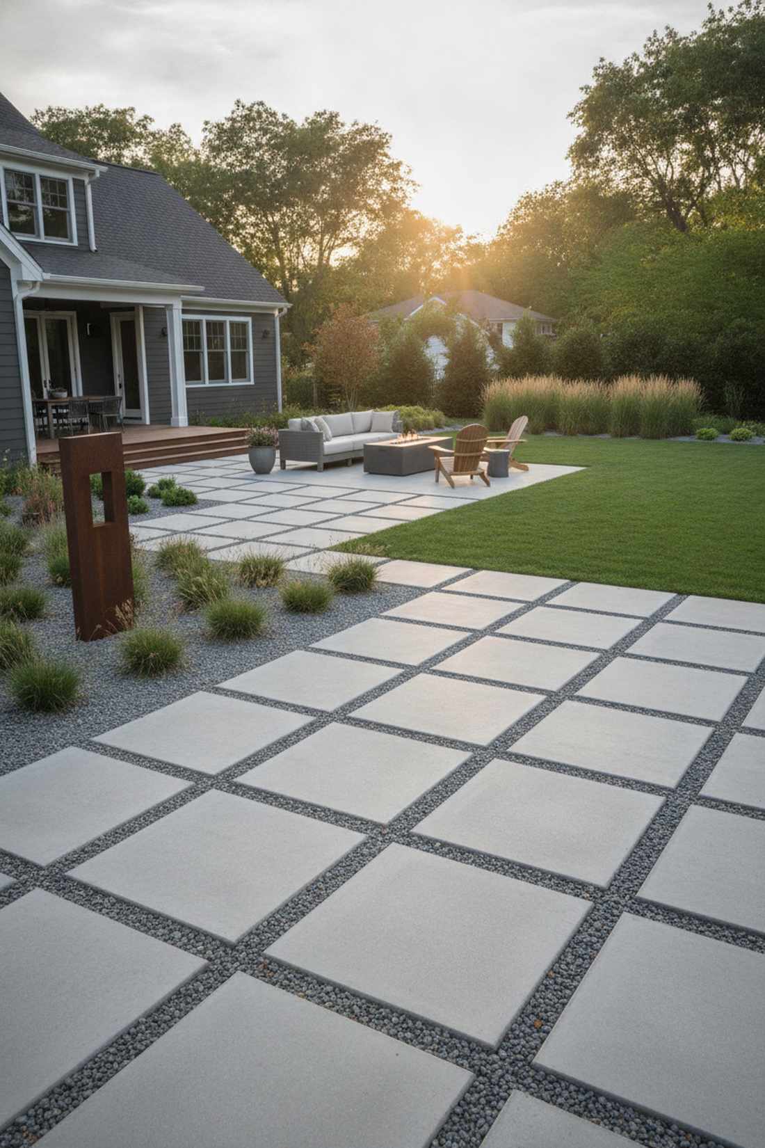 square paver grid layout