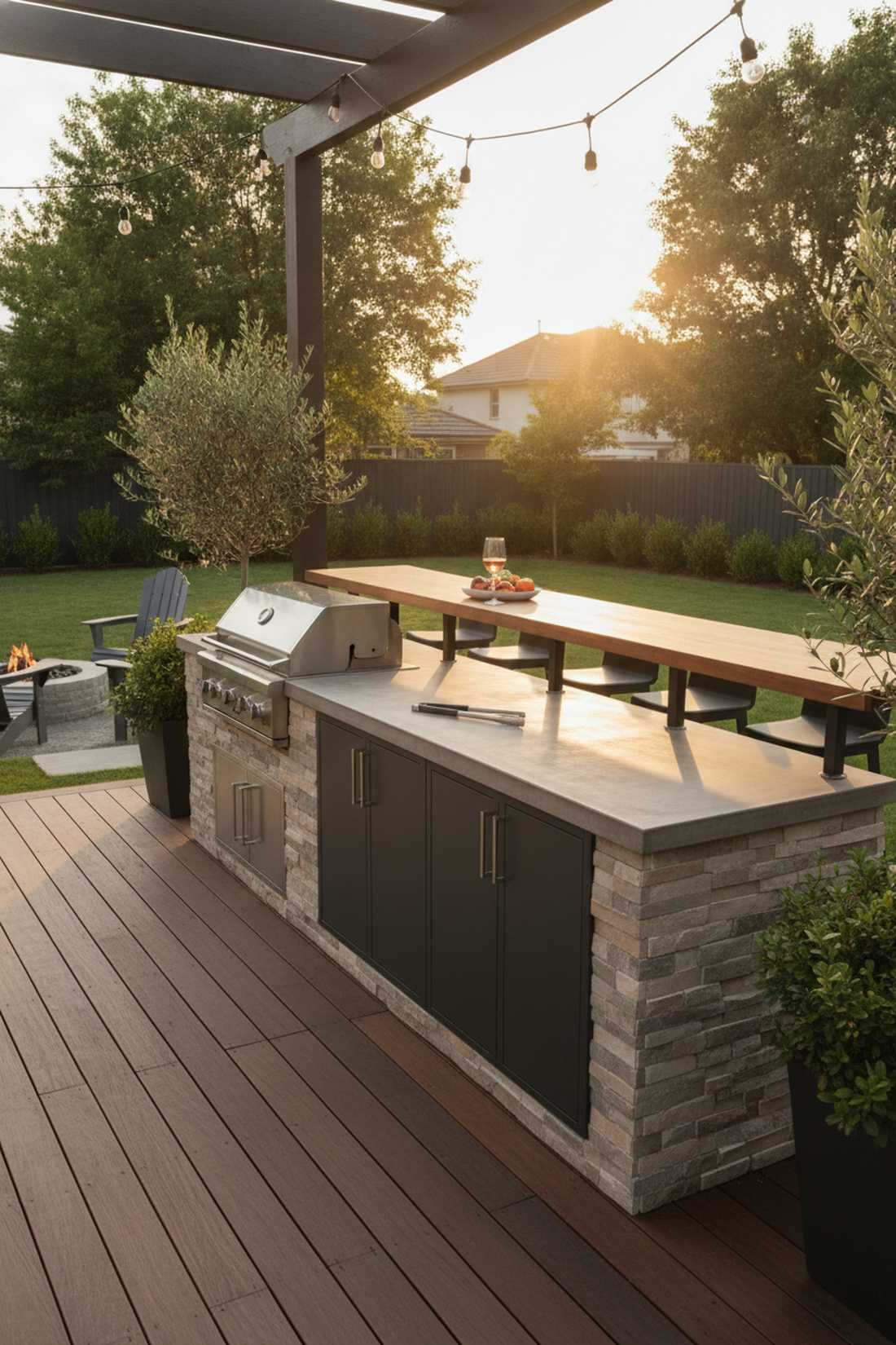 straight run grill and bar combo