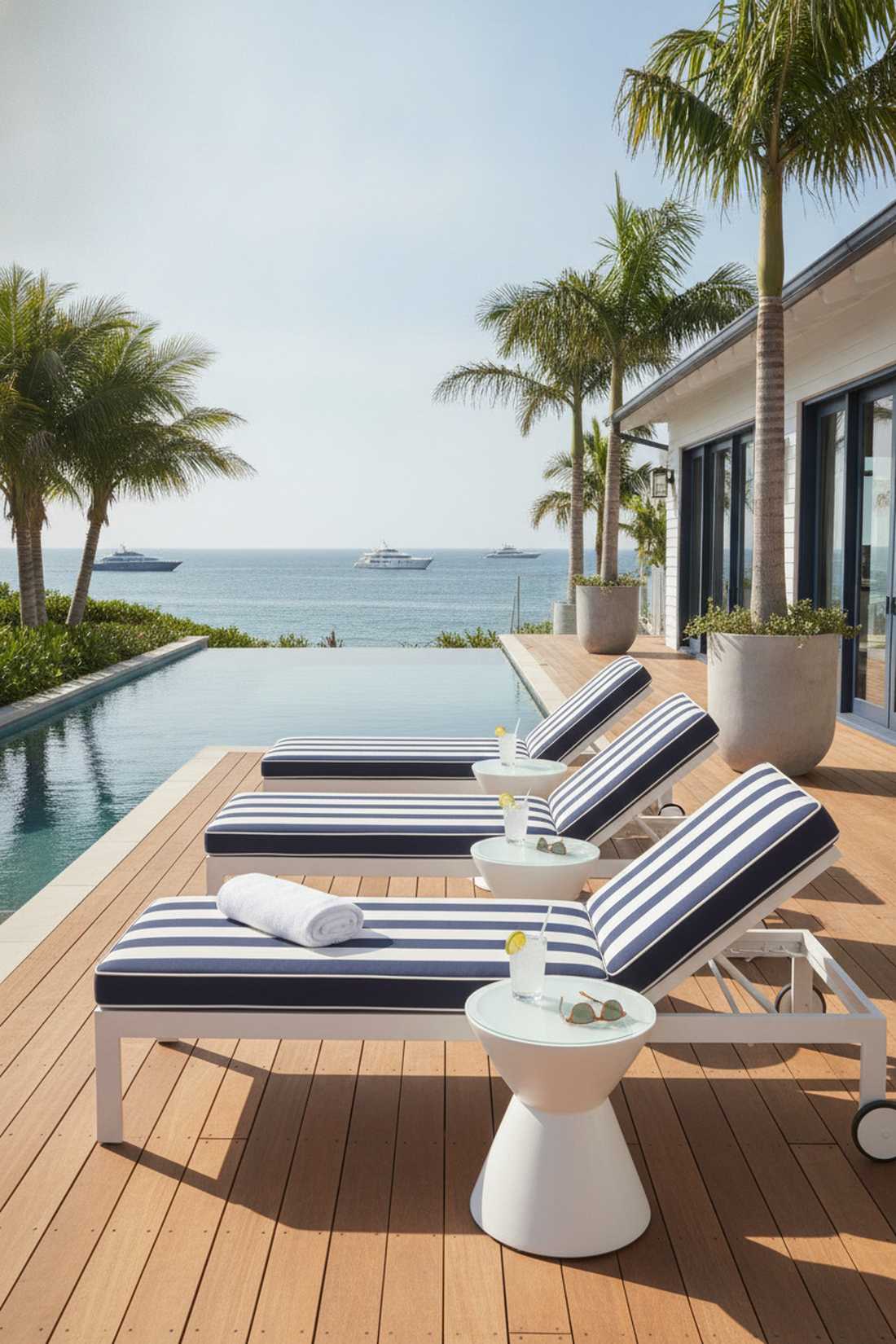 striped cushion loungers