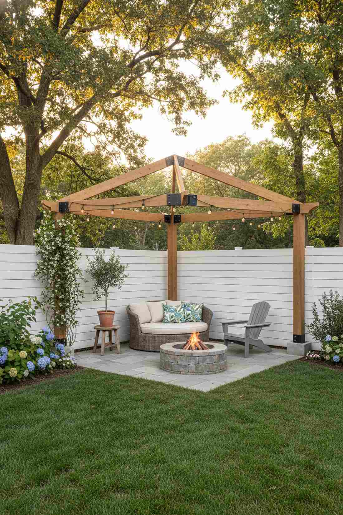 three post corner pergola