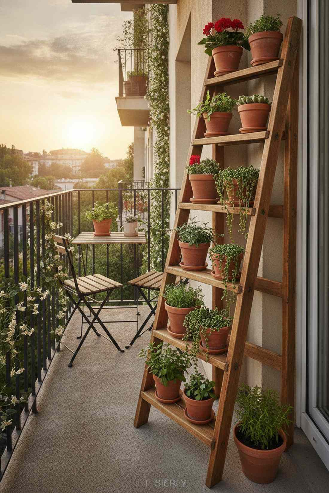 tiered ladder planter display