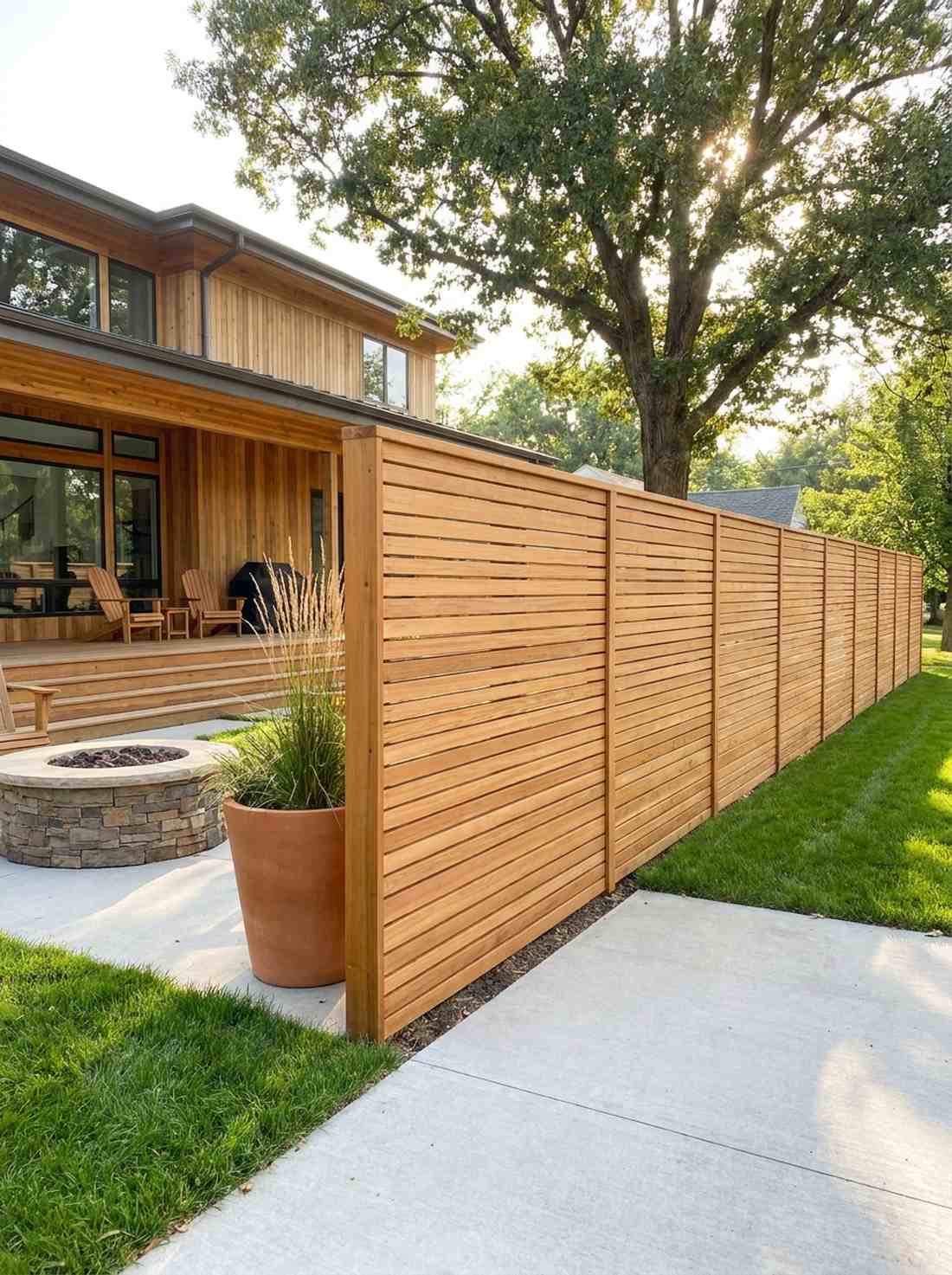 tight gap horizontal cedar panels