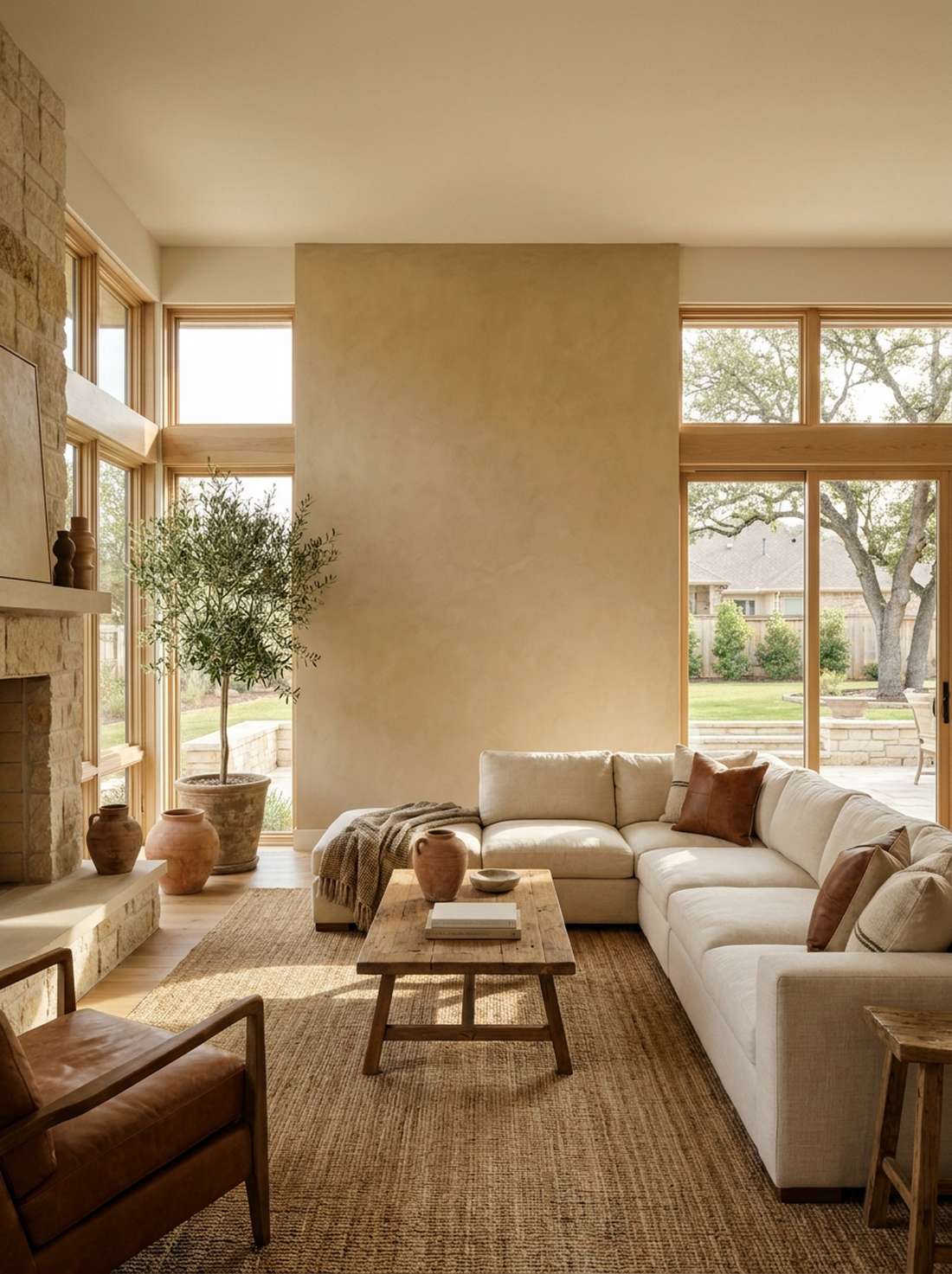 warm beige wall treatment