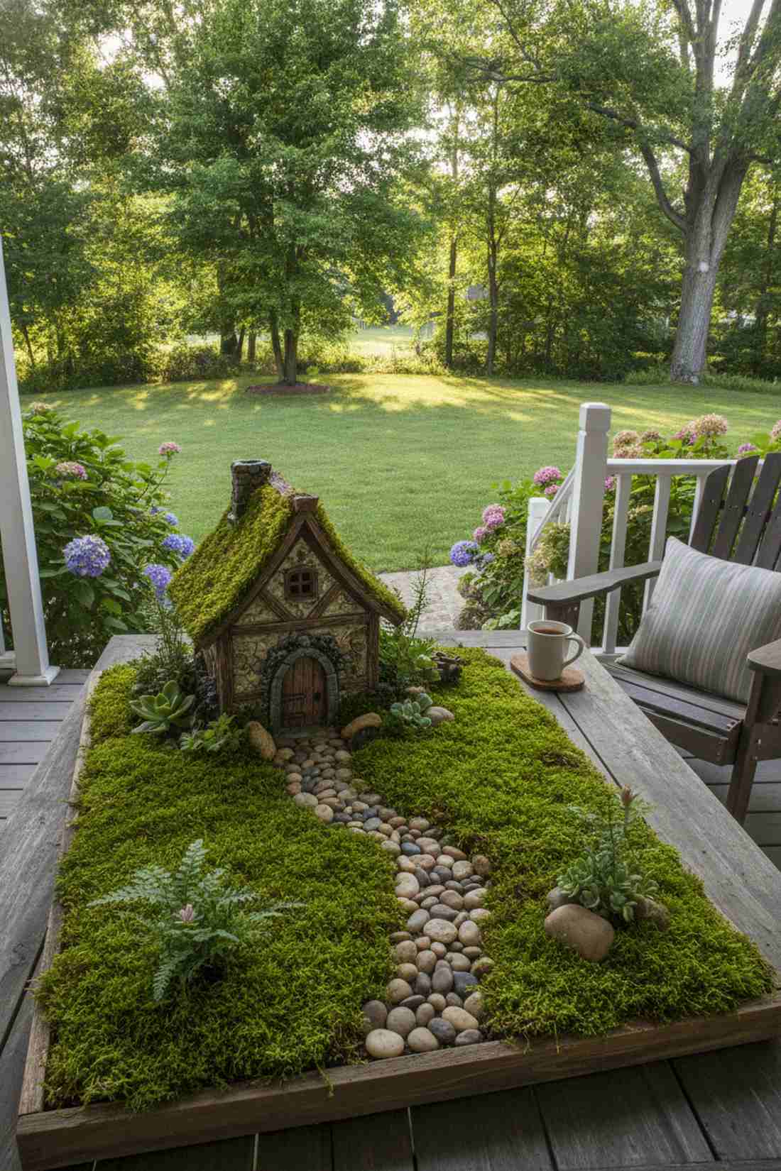woodland cottage with stone pathway