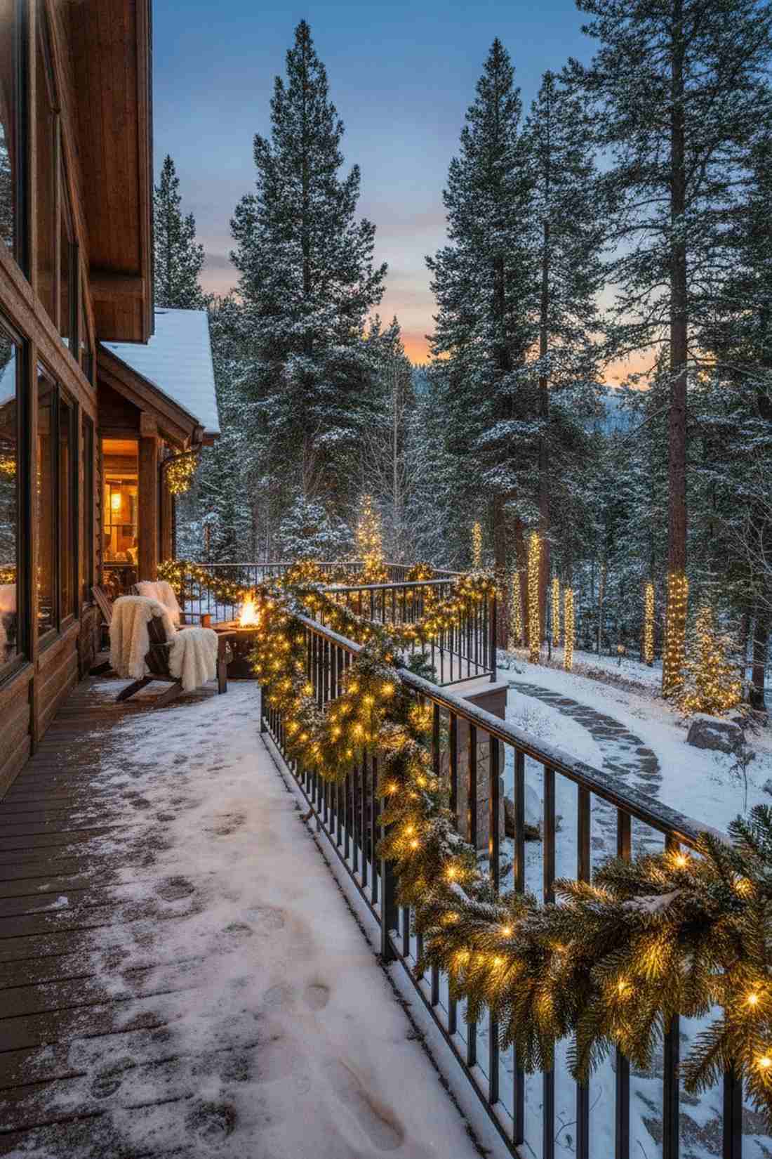 wrapped evergreen garland with led strands